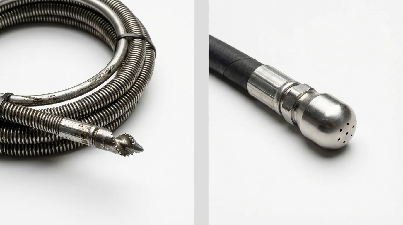 Drain snake cable and hydro jetting nozzle used for drain cleaning in Picayune, MS