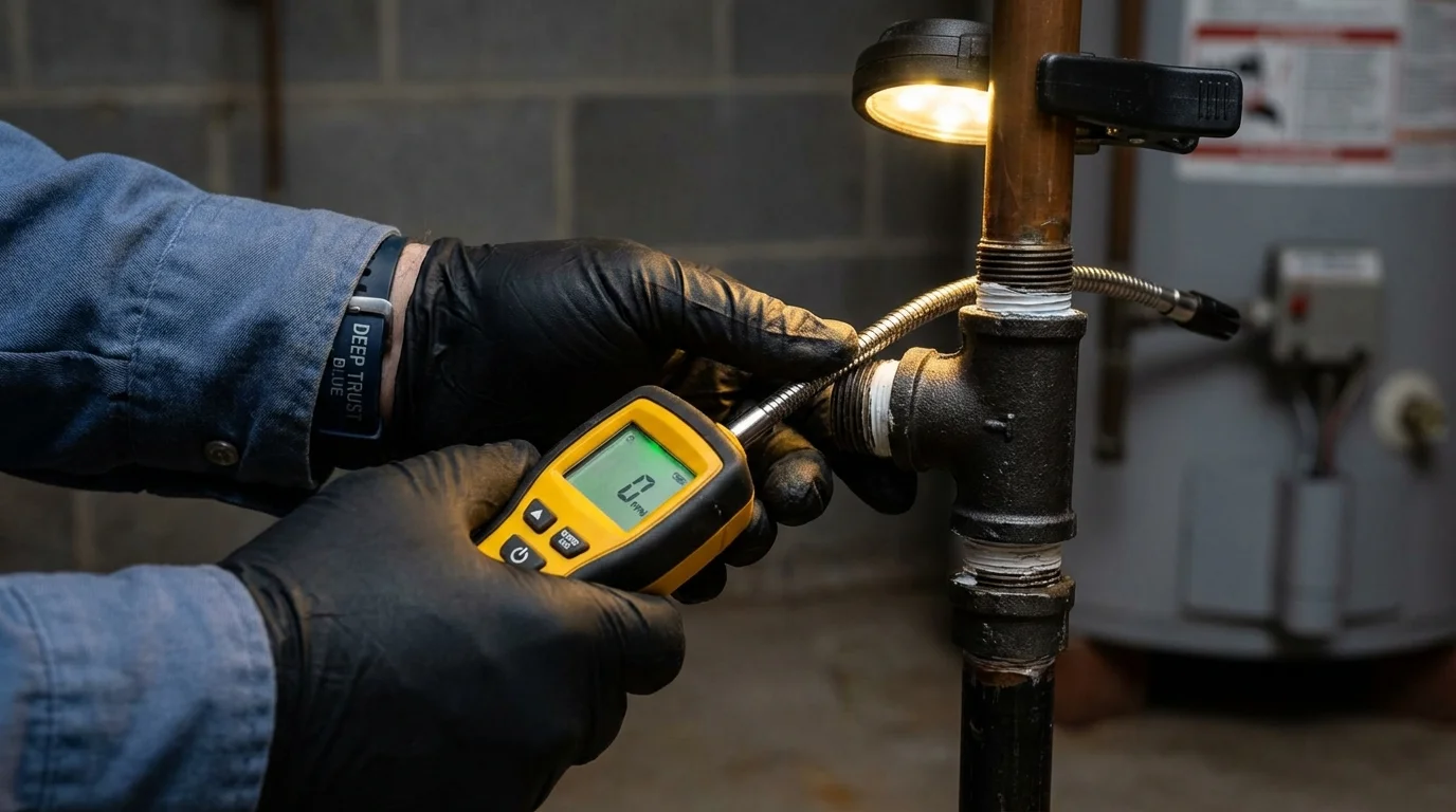 Gas leak detection with electronic sniffer by Johns Plumbing LLC in Picayune