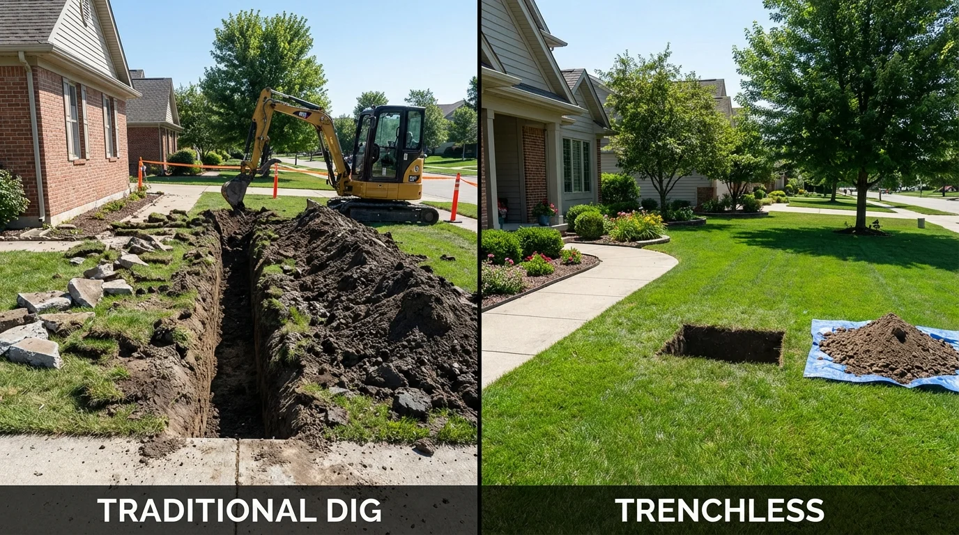 Trenchless sewer repair with minimal yard damage versus traditional excavation in Picayune, MS